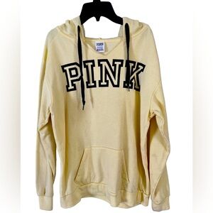 Hooded Sweatshirt Buttery yellow Oversized XS Hoodie hobo bohemian grunge skater